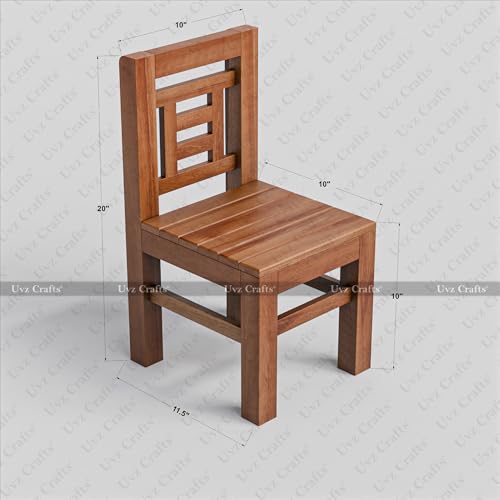 Image of Sagwaan Wooden Small Chair for Kids, Teak Wood, 11.5 x 10 x 20 Inch, Strong & Comfortable for Study, Play & Home | chair02