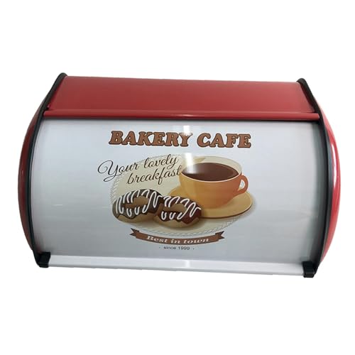 Baoblaze Portapane in Metallo, portapane con Coperchio Arrotolabile, portapane Rustico per panetteria da Ingresso da banco, Rosso