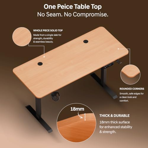 Image of Dr Luxur Stallion Electric Standing Desk | XL Large Height Adjustable Desk | 110KG Load | 3 Memory Presets | Zero Wobble | Child Lock | Low Noise Motor | 5 Year Warranty (Estate Oak, 1400 * 600 mm)