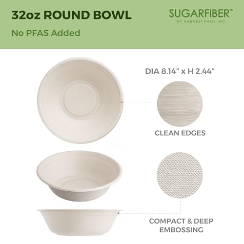Cuencos de papel antifiltraciones y compostables de 32 oz para comida 3