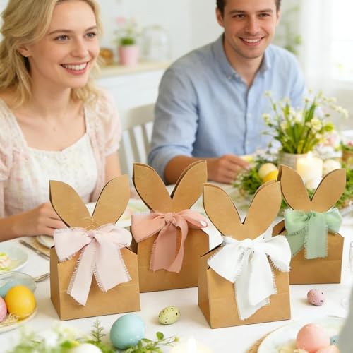 Sachets de pâques oreilles de lapin avec 24 fleurs séchées bohème