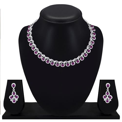 Image of Atasi International Diamond /Stones Necklace Set with Earrings for Women | Stylish Jewellery for Party, Wedding and Festive Occasions | Fashion Accessories