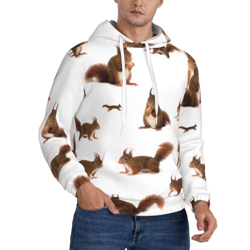 Sweat écureuil mignon homme avec cordon pull manches longues doux