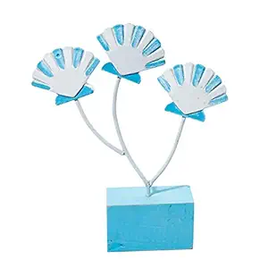 Anbau Mediterranean Style Wood Fish Scallop Household Ornament Light Blue Shell