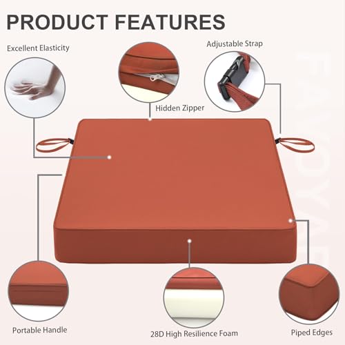 image for Favoyard Patio Chair Cushions 20 x 20 x 3 Inch Waterproof Outdoor Seat