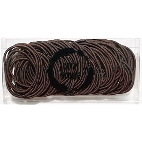 Crazy Bobble® Premium Non-Metal Hair Elastic Hair Bands 2mm, Bulk Hair Ties, Ponytail Holders For Adults and Kids (100 Pcs per Box) (Dark Brown) Cover