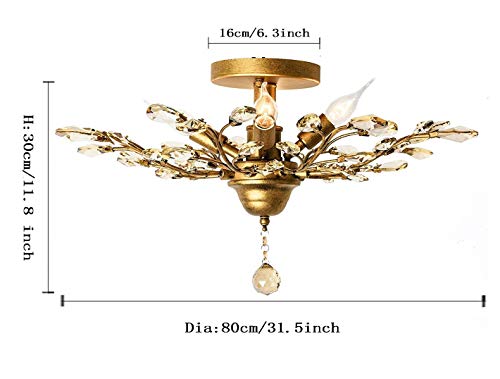 Garwarm 5 Lights Crystal Chandeliers,Ceiling Lights,Crystal Pendant Lighting,Ceiling Light Fixtures for Living Room Bedroom Restaurant Porch(Bronze)