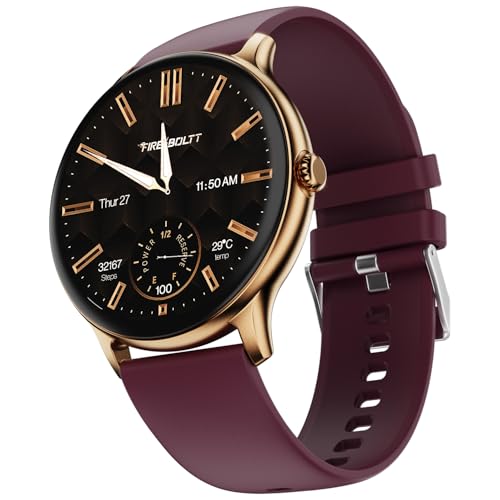 Fire-Boltt Phoenix Pro Round Smart Watch 1.39″ HD Display with Bluetooth Calling, AI Voice Assistant, SpO2 & Heart Rate Monitor, 120+ Sports Modes, IP67 Waterproof Smartwatch for Men & Women - Brown