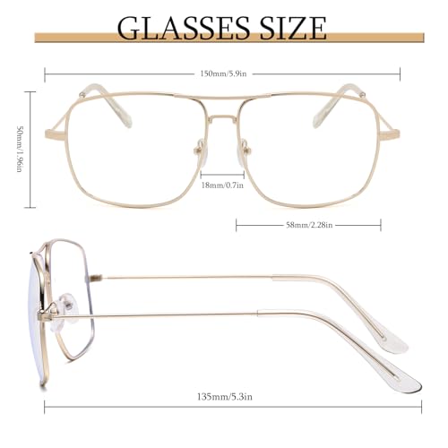 Image of Non Prescription Glasses - Classic Square Clear Lens Metal Frame for Men Women
