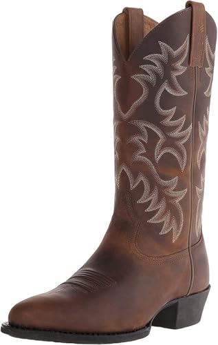 FBARTL Bottes de cowboy vintage western pour homme en cuir vintage bottes pointues bottines à plateforme tube moyen, marron (Marron, Adulte, Homme, 45,...