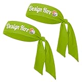 TopTie 2 PCS Custom Tie Back Headband, Tie Sweatband, Light Green Sports Headband, Design Your Own Headband with Logo