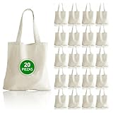 20 Bolsas Tote Bag De Manta Cruda 40 X 35 Cm. 100% Algodon Ecológicas | Bolsa de Manta para Pintar y Personalizar | Hechas...
