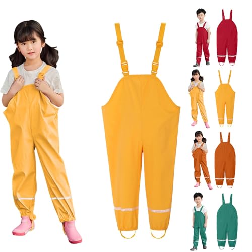 Recopilación de Pantalones impermeables para Niño los 5 más buscados. 49 Pantalones de lluvia impermeables para niños pequeños y niñas, pantalones de tirantes impermeables para bebé, overol con aislamiento ligero para exteriores, Amarillo, 1-3 Años