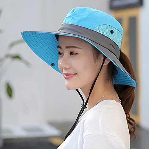 Chapéu de sol feminino com proteção UV, aba larga, proteção solar, respirável, para viagens, pesca a