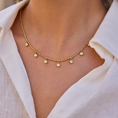 Image of 18k Gold Plated Vintage Dainty Pink Gemstone Bow Pendant Necklace Women Court Style Oval Cut Zircon Necklace