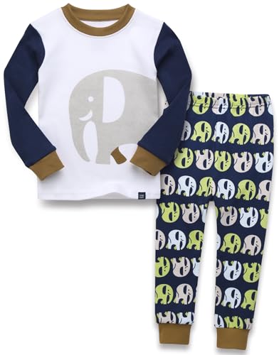 VAENAIT BABY Infant Toddler Kids Pajamas Junior Pjs Animal Elephant Cotton Long Sleeve Sleepwear Set Meridian JS