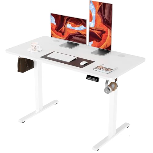 ERGOMAKER Electric Standing Desk 120x60cm (47.2"x23.6"), Height Adjustable Sit Stand Desk with Splice Board for Home Office, Computer Desk Memory Pres