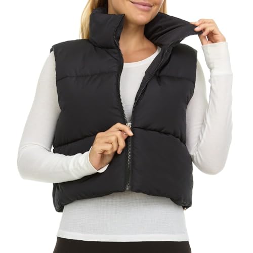 Steve Madden Cropped Puffer Vest for Women - Sleeveless Women’s Outerwear Vests