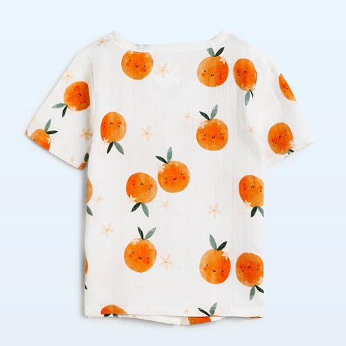 Image of The Boo Boo Club Kid'S 100% Muslin Organic Cotton Printed Button Shirt and Short Set | Half Sleeve Shirt | Summerwear Set | Kids Cothing Wear Set