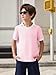 Haloumoning Boys Short Sleeve Pique Polo Shirts Kids Casual V Neck Color Block Uniform Golf Shirt 5-14 Years Light Pink
