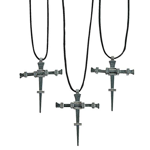 Fun Express Nail Cross Necklaces - Set of 12 - Religious Jewelry
