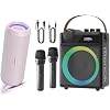 RIENOK Portable Bluetooth Speaker 30W Plus 100W Voice Amplifier with 2 Wireless Microphones