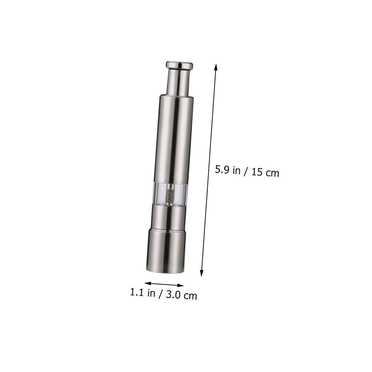 Beaupretty Molinillo de Especias Manual de Acero Inoxidable Color Plata Presión para Moler Pimienta Negra en Cocina Profesional