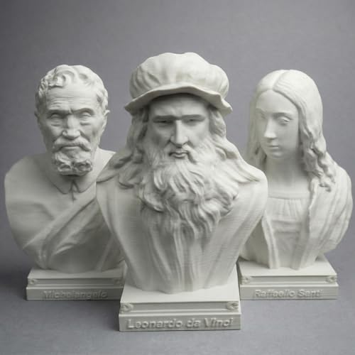 Image of Leonardo da Vinci Michelangelo Raphael Bust Statue Renaissance Artists