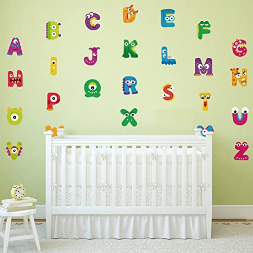 Cute 26 Alphabets Abc Kids Wall Stickers Removable Colorful Abc Letter Eyes Decals Peel And Stick For Baby Nursery Daycare Decor Kids Bedroom Playroom Wall Art Decor #TOP1