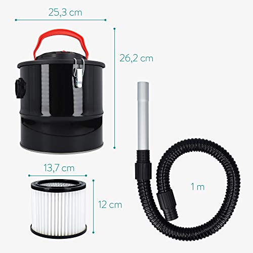 Navaris Aspirador de Cenizas de 10L - Aspiradora de Ceniza al vacío con Filtro HEPA de chimeneas Estufas Horno de leña Chimenea eléctrica - imagen 4