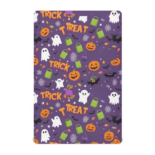 Image of Caikeny Fitted Crib Sheet for Boys Girls Halloween White Ghost Pumpkin Baby Crib Sheets Bassinet Sheets Crib Mattress Bed Sheets for Toddler Newborn Infant 27 x 39 in