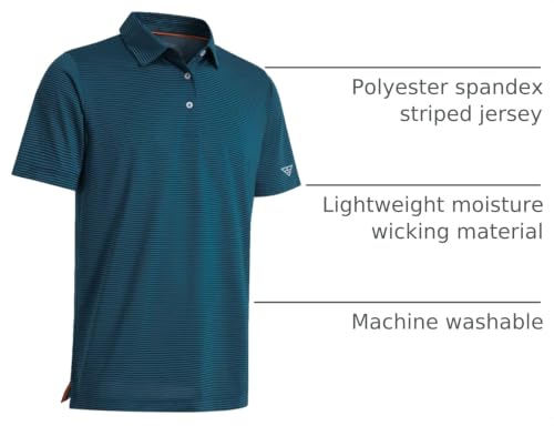 Image of Men's Golf Polo Shirts Short Sleeve Striped Performance Moisture Wicking Dry Fit Golf Shirts for Men