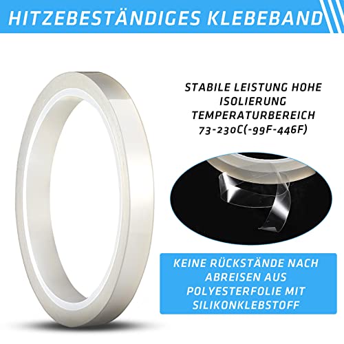 Zonon 4 Stück 108 Fuß Wärmebänder für Wärmepresse Klar Wärmeübertragung Klebeband Sublimation Hitzebeständig Temperatur Band für Elektronik Druck DIY Handwerk (4 Stücke, 10 mm)