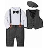SANMIO Babykledingset voor jongens, 3-delig met vlinderdas + vest + hoed gentleman lange mouwen pak outfit voor…