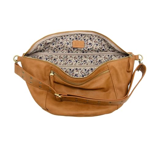 Image of Joy Susan Womens Vegan Leather Mel Large Sling Crossbody Bag - Mid Tan