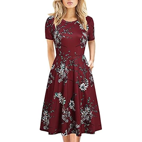 Women's Vintage 50s Floral Print A-Line Dress Cover