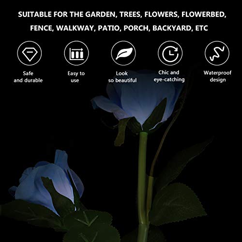 Yardwe 3-Cabeças de Flor Rosa Luzes Do Jardim Luzes Do Jardim Ao Ar Livre Solar Estaca Luz Solar Pai
