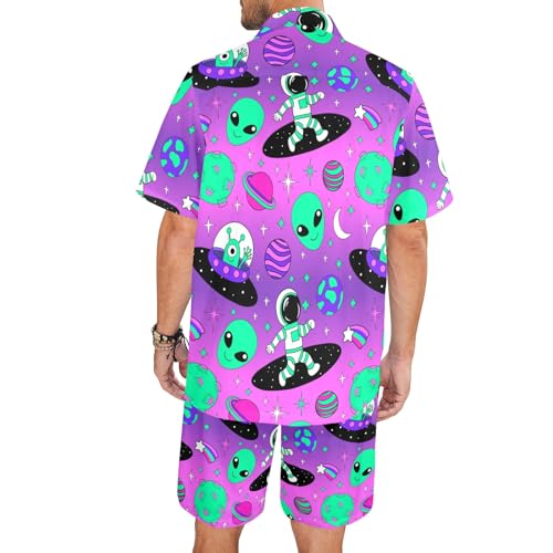 Artsadd 80s 90s Outfit for Men Hawaiian Shirt and Shorts Set Beach Party Outfits2
