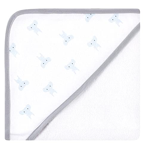 Image of Hudson Baby Unisex Baby Cotton Rich Hooded Towels, Blue Elephant, One Size