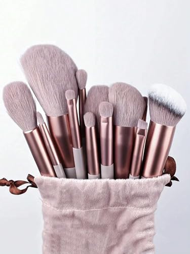 13Pcs Makeup Brush Set Soft Fluffy Professional Cosmetic Foundation Powder Eyeshadow Kabuki Blending Make Up Brush Beauty Tool With Bag Makeup Sponge Beauty Gift For Makeup Beginner ﻿