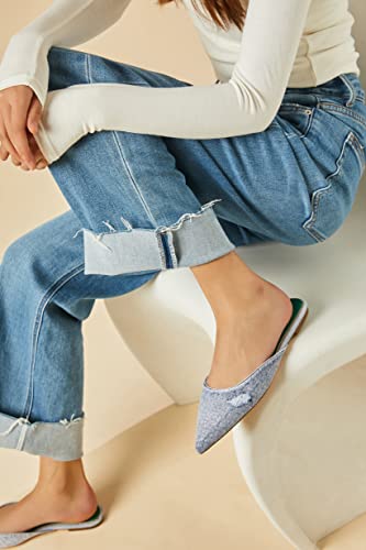 Reitoye Women's Denim Flat Mules Slip On Pointed Toe Slipper House Slide Sandals Us 9 #TOP3