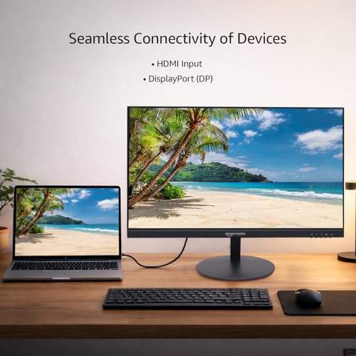 Image of Amazon Basics 23.8 inch (60.45 cm) IPS Full HD Monitor | 1920 x 1080 Pixels | 100Hz | Borderless Design | HDMI & Display Port | 16.7M Colors | 1000:1 Contrast | Blue Light Eye Comfort | VESA Mount (Black)