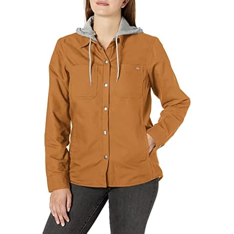 Dickies Women's Brown Duck Hooded Shirt Jacket Cover