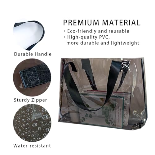 Image of Clear Large Tote Bag - Versatile, Waterproof, Stain Resistant, Transparent Shoulder Tote Bag for Work
