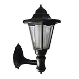 ZJKC Solar Outdoor LED Light Fixture Exterior Wall Sconce Lantern, Pole/Post/Wall Mount Kit, Black