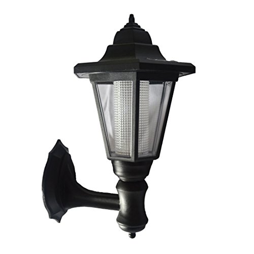 ZJKC Solar Outdoor LED Light Fixture Exterior Wall Sconce Lantern, Pole/Post/Wall Mount Kit, Black