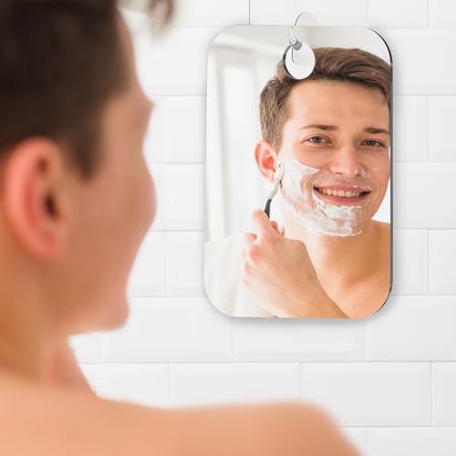 HONEYBULL Shower Mirror Fogless for Shaving - Flat Anti Fog Mirror with Razor Holder for Shower, Mirrors, Shower Accessories, Bathroom Mirror & Accessories, Holds Razors for Men (Medium 6x8in) 41vQVkFObQL. SL500 - HONEYBULL Shower Mirror Fogless for Shaving - Flat Anti Fog Mirror with Razor Holder for Shower, Mirrors, Shower Accessories, Bathroom Mirror & Accessories, Holds Razors for Men (Medium 6x8in)