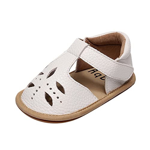 Baby Infant Boy Girl Sandals Shoes First Walking Shoes Soft Anti-Slip Rubber Sole Sneakers Fashion (White, 7 Toddler)4