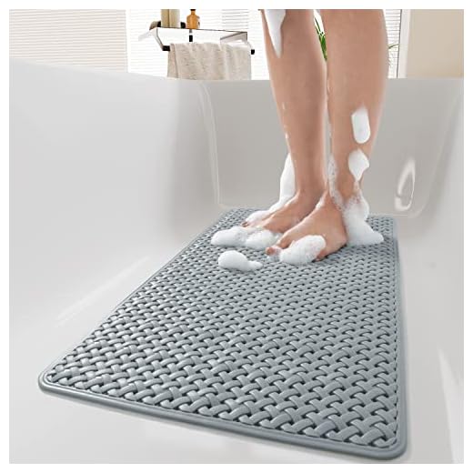 PADOOR Bathtub-Mat Non Slip with Suction Cups and Drain Holes, Machine Washable Shower Mat Anti Slip Bath Mat for Tub for Kids (14"x27" Gray)