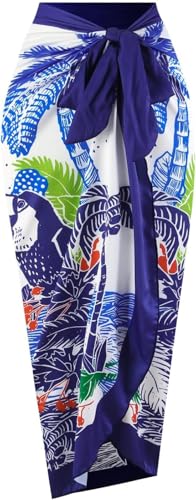Image of AARAM Stylish Premium Women's One Piece Swimsuit with Cover Ups Wrap Skirt Sarong Retro Floral Print Monokini Tummy Control Swimwear, Printed Swimming Costume for Women Beach Wear